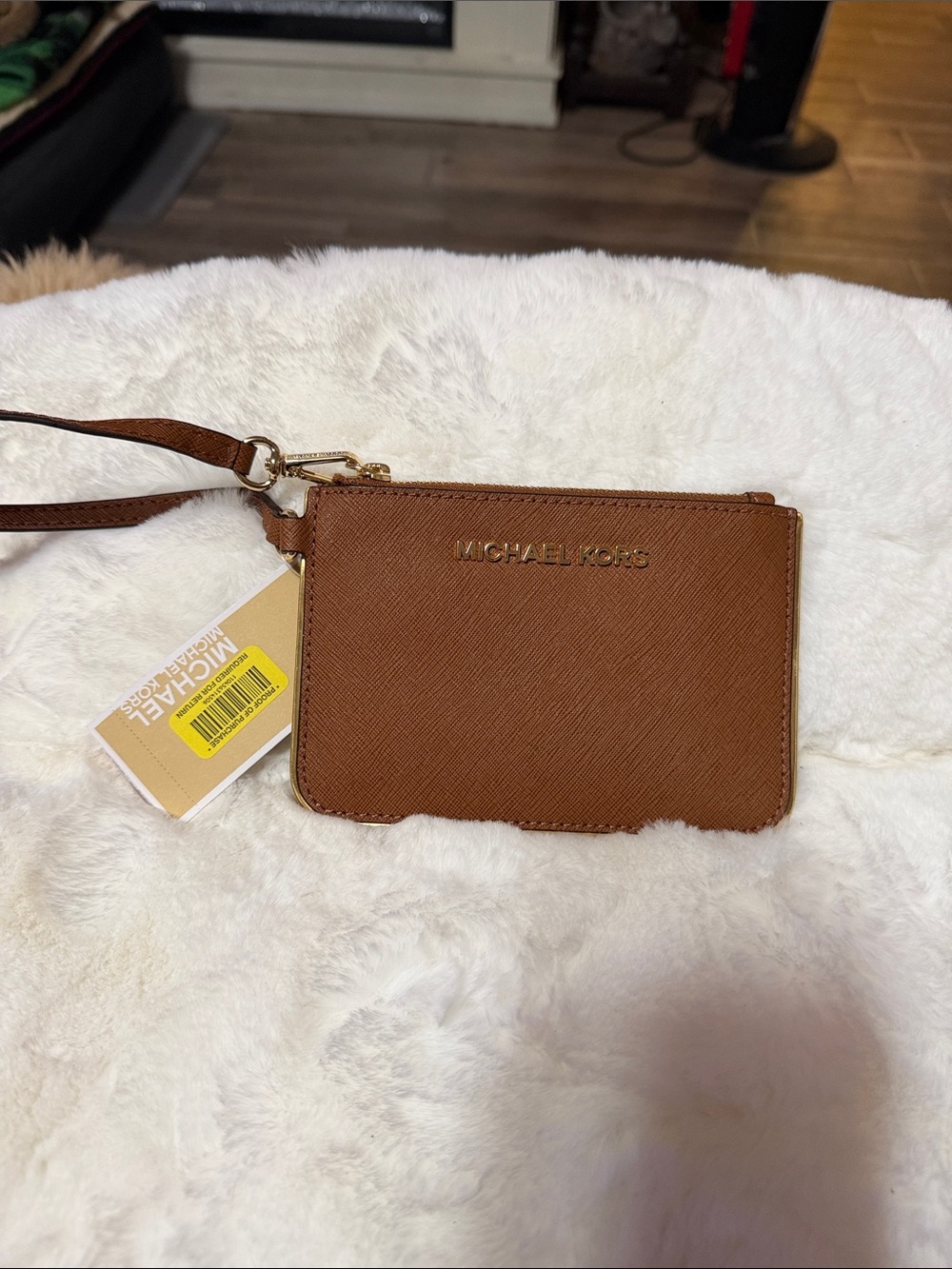 Michael Kors Leather Jet Set Travel Small Wristlet (Luggage) NWT